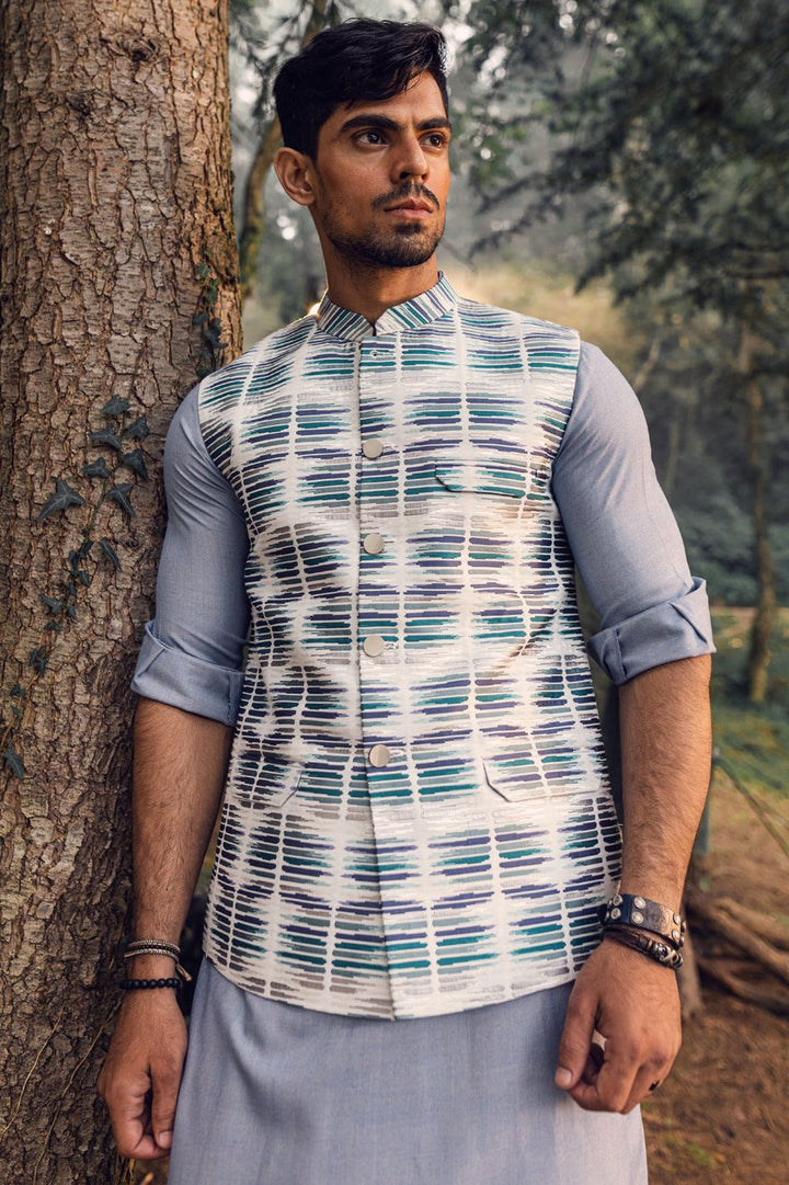 Polyester Teal Green Waist Coat - Almirah