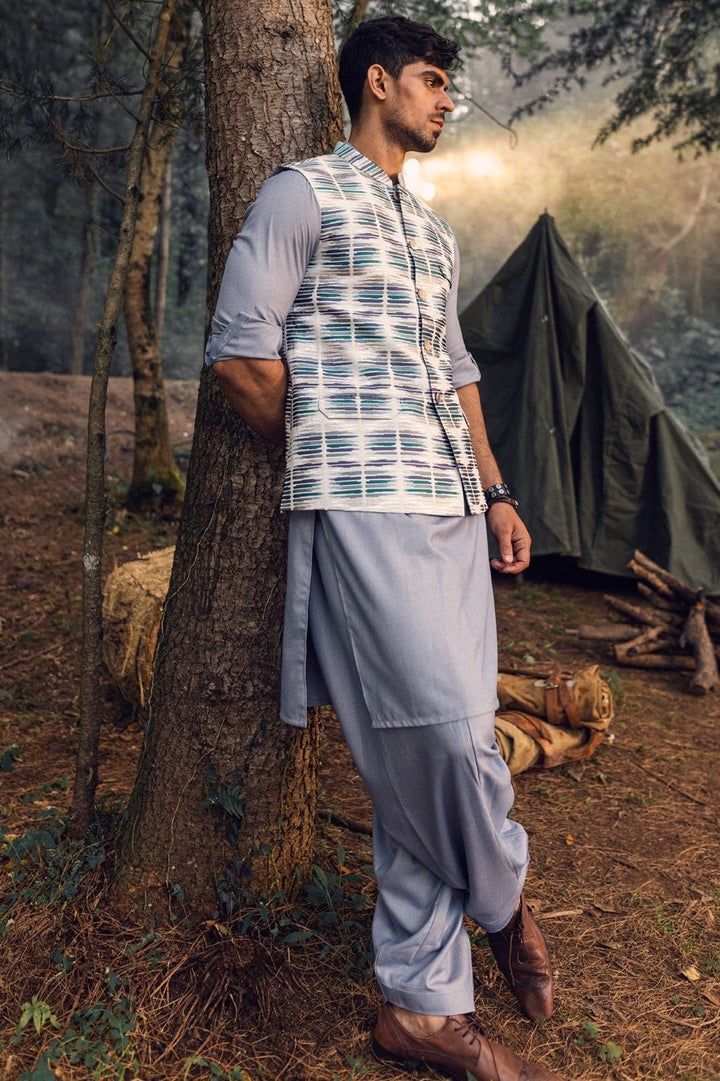 Polyester Teal Green Waist Coat - Almirah