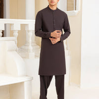 Blended Dark Brown Shalwar Kameez - J. Junaid Jamshed