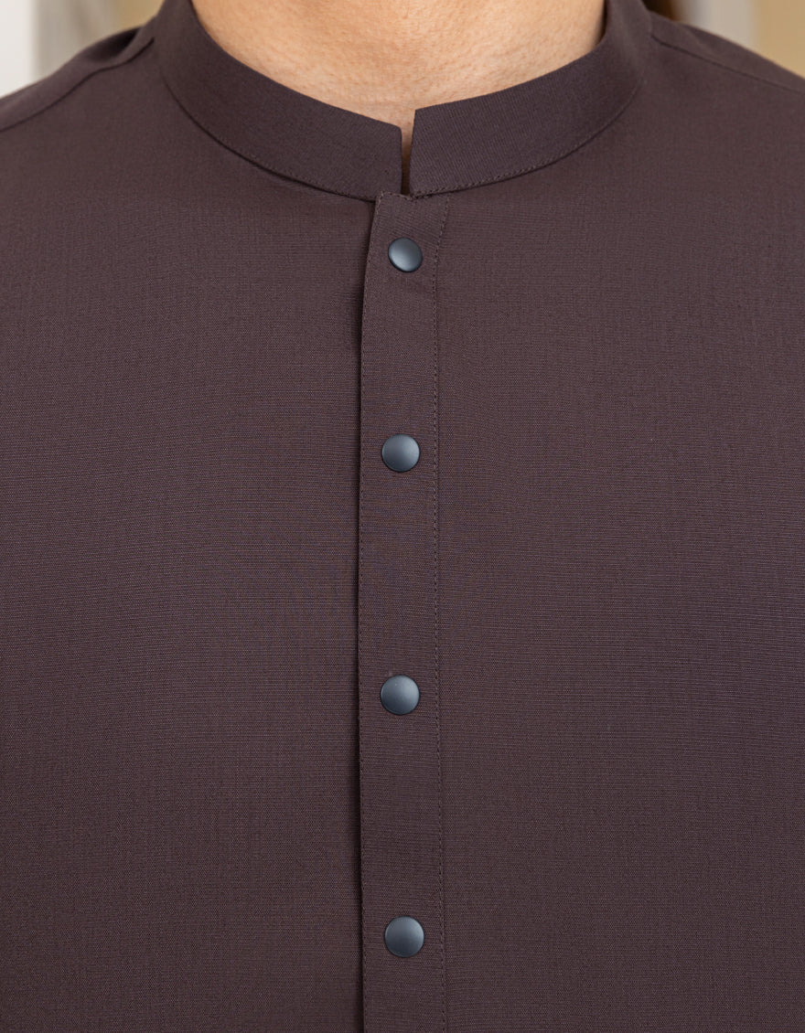 Blended Dark Brown Shalwar Kameez - J. Junaid Jamshed