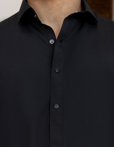 Blended Black Shalwar Kameez - J. Junaid Jamshed