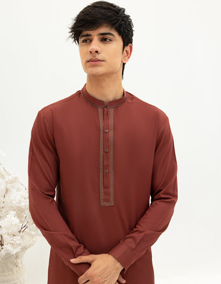 Blended Rust Shalwar Kameez - J. Junaid Jamshed