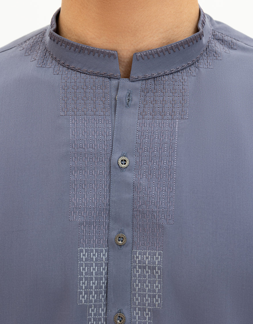 Polyester Grey Shalwar Kameez - J. Junaid Jamshed