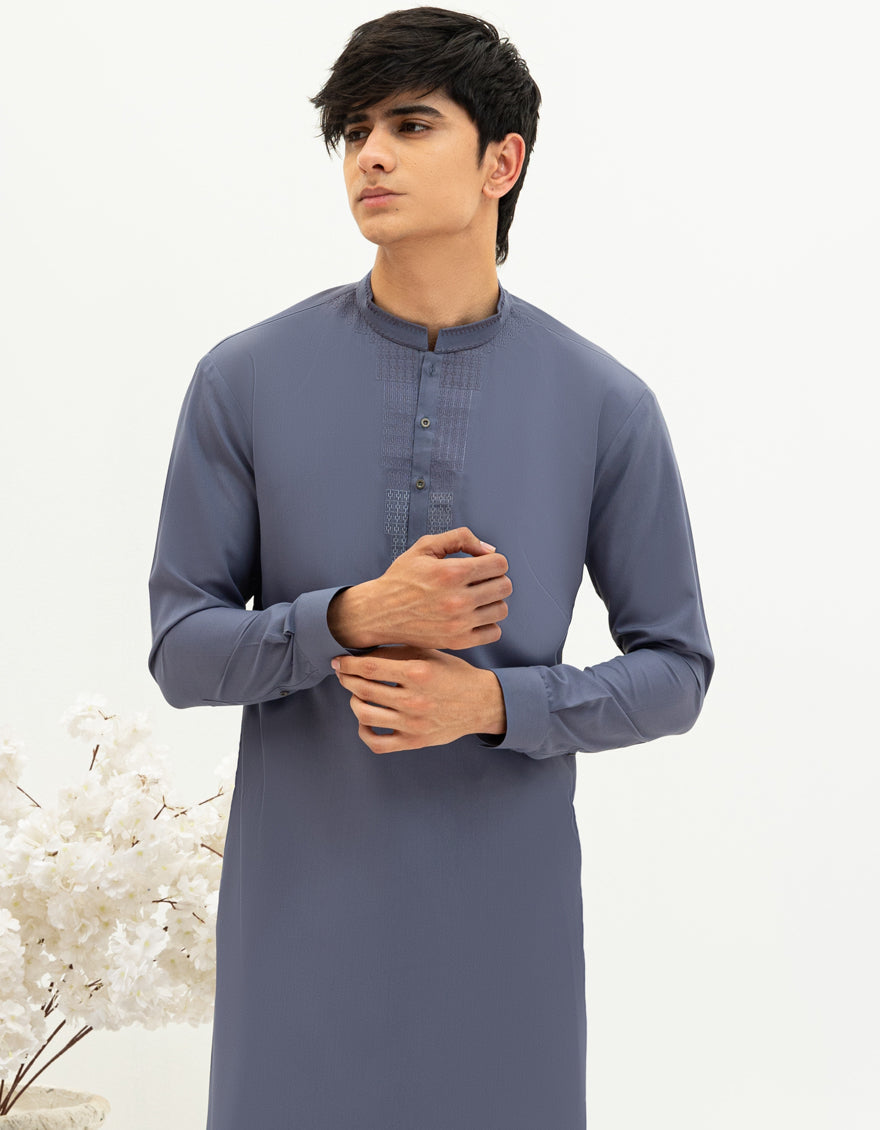 Polyester Grey Shalwar Kameez - J. Junaid Jamshed