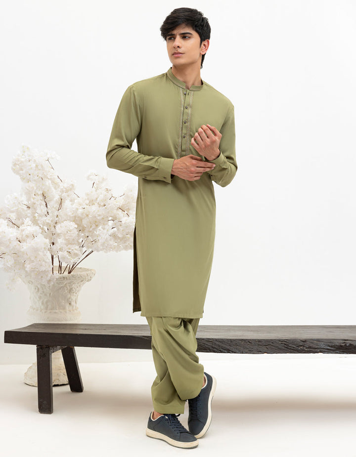 Blended Green Shalwar Kameez - J. Junaid Jamshed