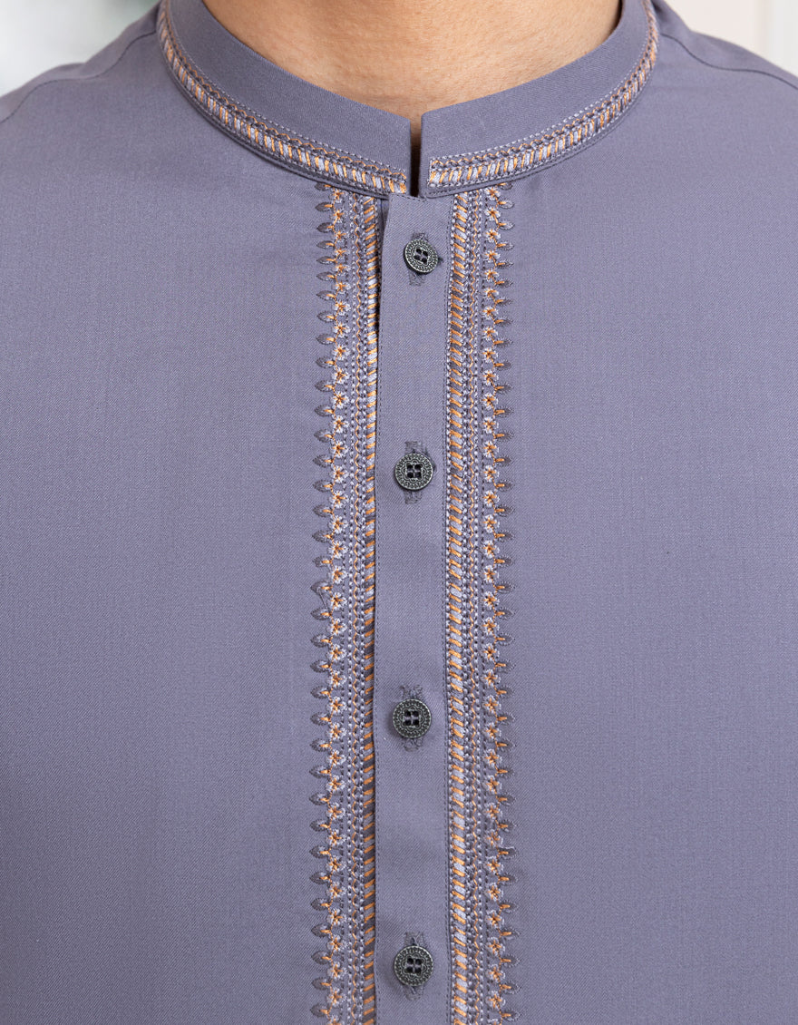 Blended Pigeon Blue Shalwar Kameez - J. Junaid Jamshed