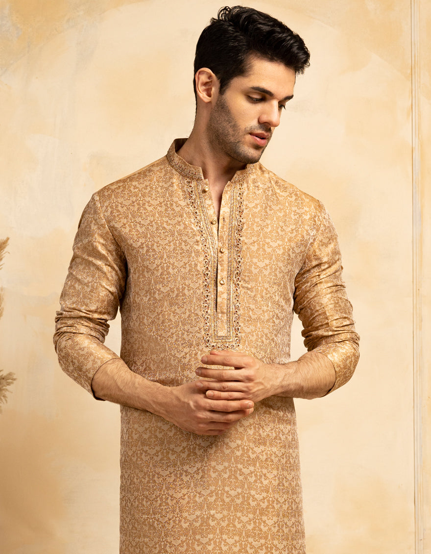 Blended Beige Special Kurta - J. Junaid Jamshed