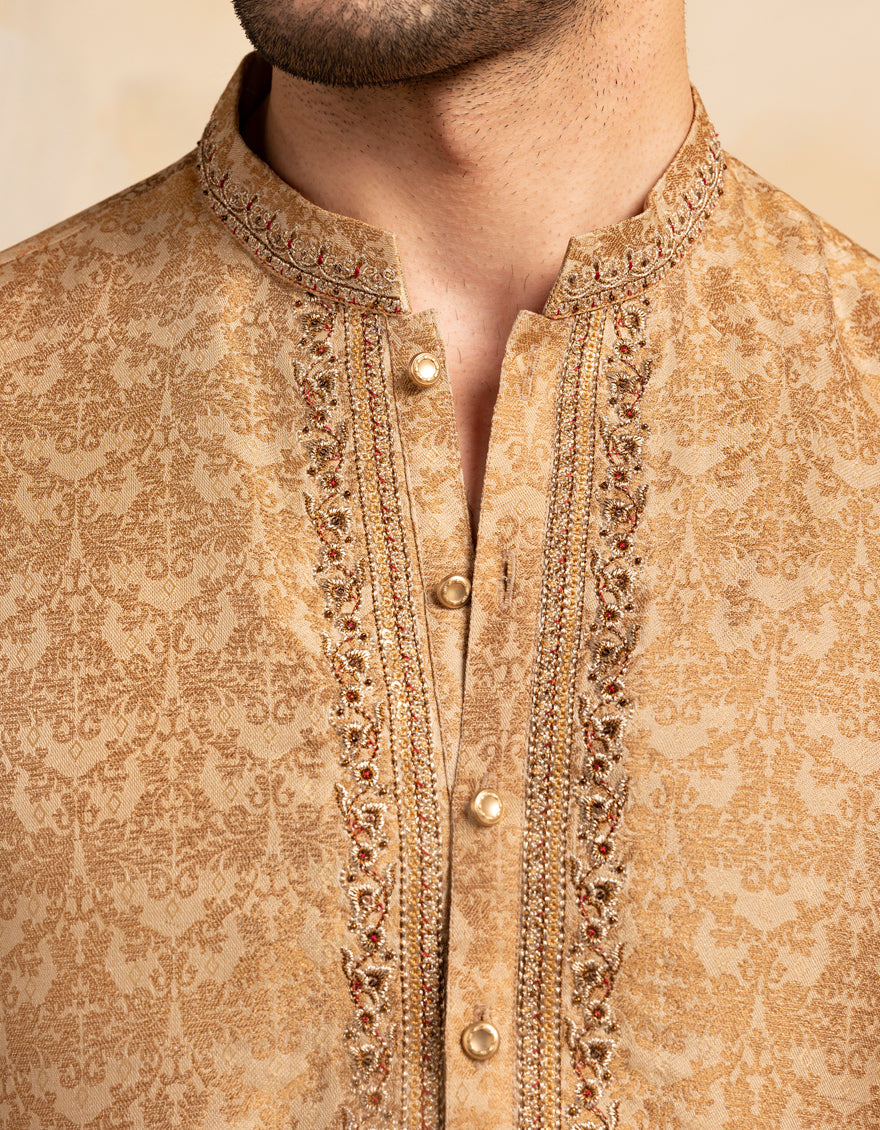 Blended Beige Special Kurta - J. Junaid Jamshed