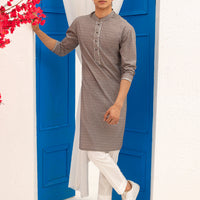 Cotton Light Grey Kurta - J. Junaid Jamshed