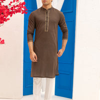 Cotton Brown Kurta - J. Junaid Jamshed