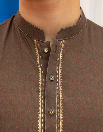 Cotton Brown Kurta - J. Junaid Jamshed