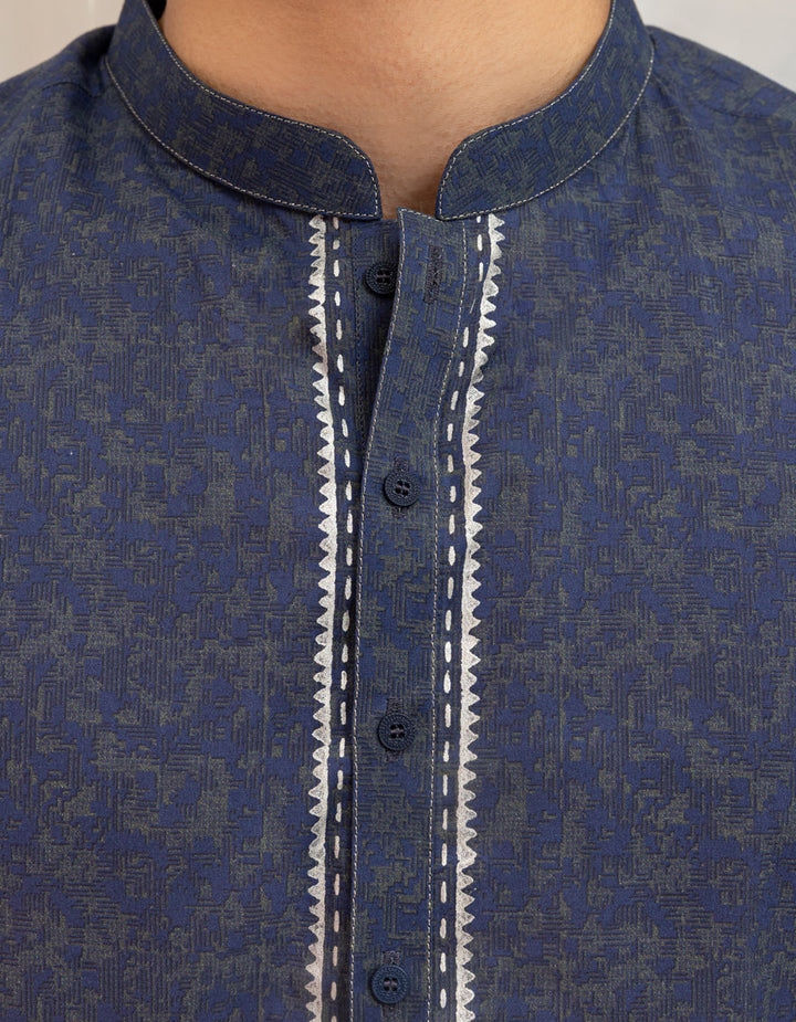 Cotton Blue Kurta - J. Junaid Jamshed