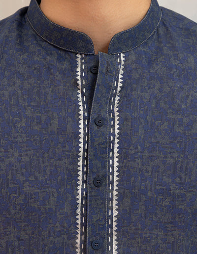 Cotton Blue Kurta - J. Junaid Jamshed