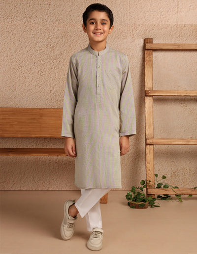 Blended Light Grey Kurta- J. Junaid Jamshed