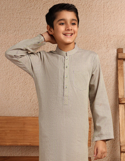 Blended Light Grey Kurta- J. Junaid Jamshed