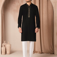 Blended Black Kurta - J. Junaid Jamshed