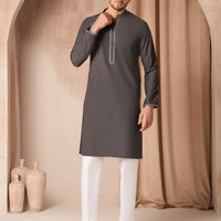 Blended Grey Kurta - J. Junaid Jamshed