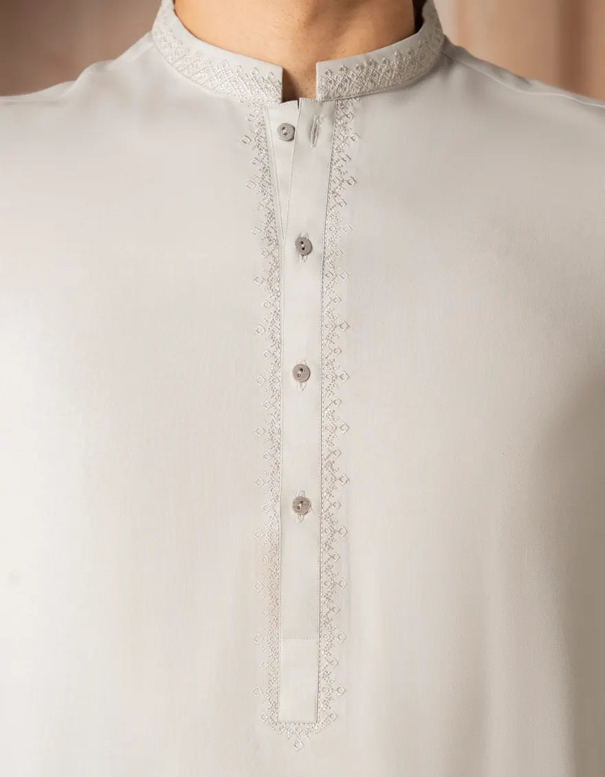 Blended Smoke Grey Kurta Trouser - J. Junaid Jamshed