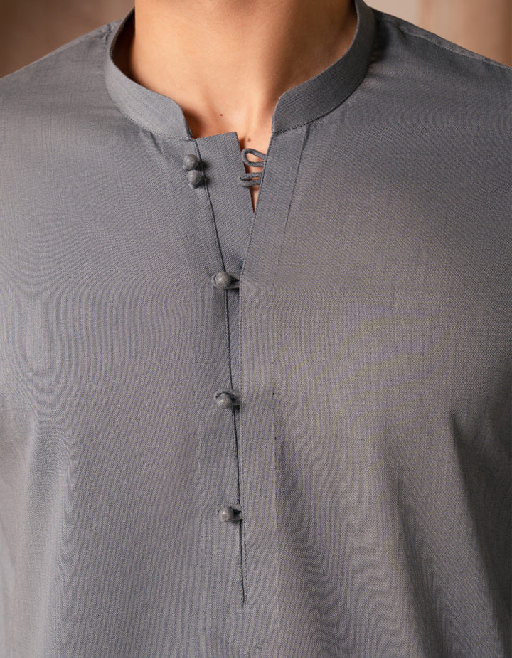 Cotton Grey Short Kurta - J. Junaid Jamshed