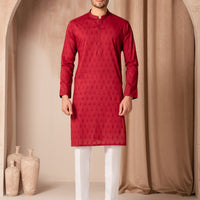 Cotton Maroon Kurta - J. Junaid Jamshed