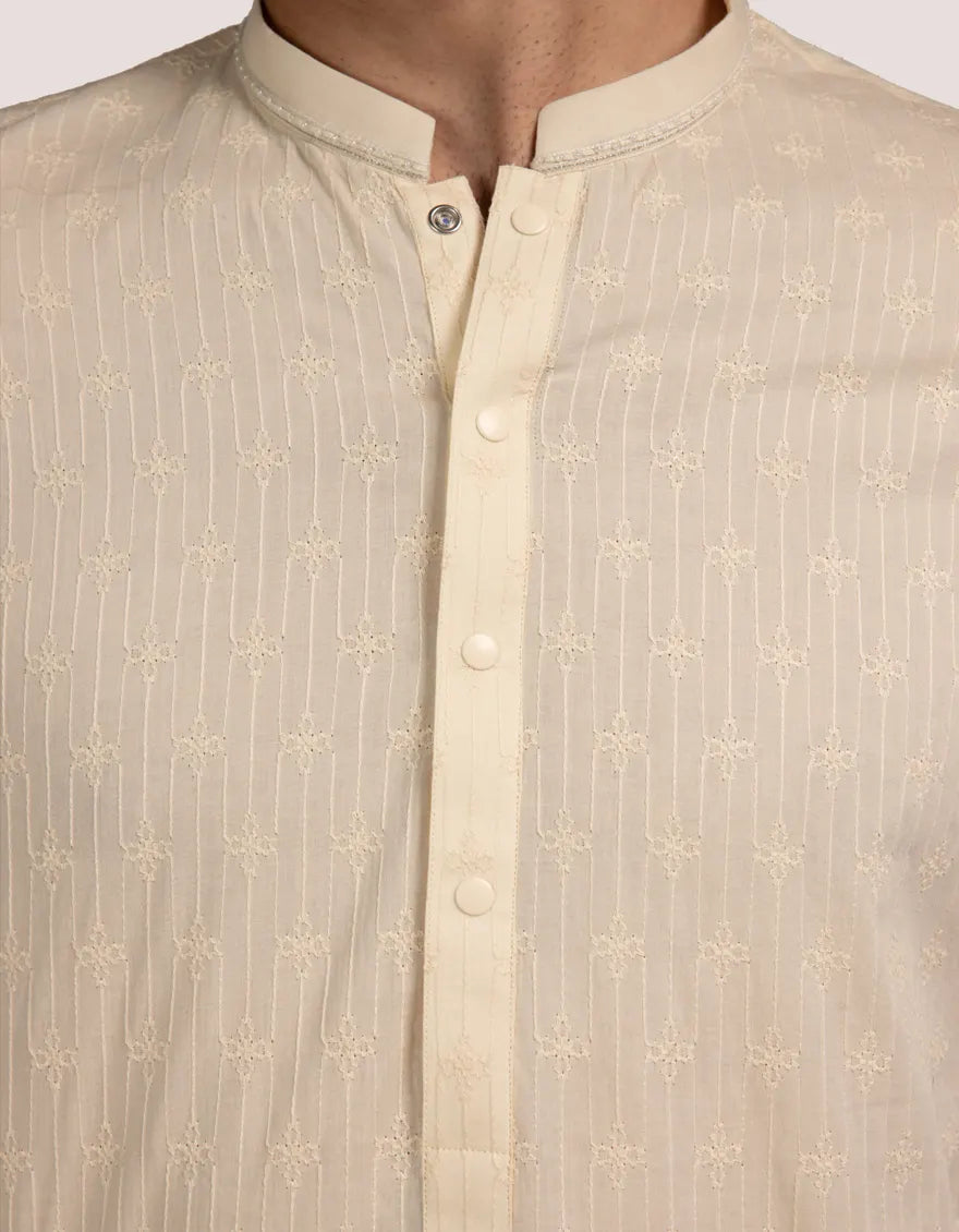 Cotton Beige Kurta - J. Junaid Jamshed