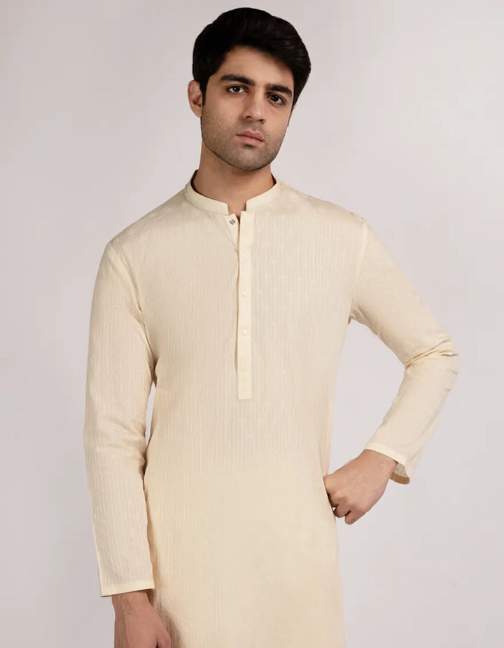 Cotton Beige Kurta - J. Junaid Jamshed