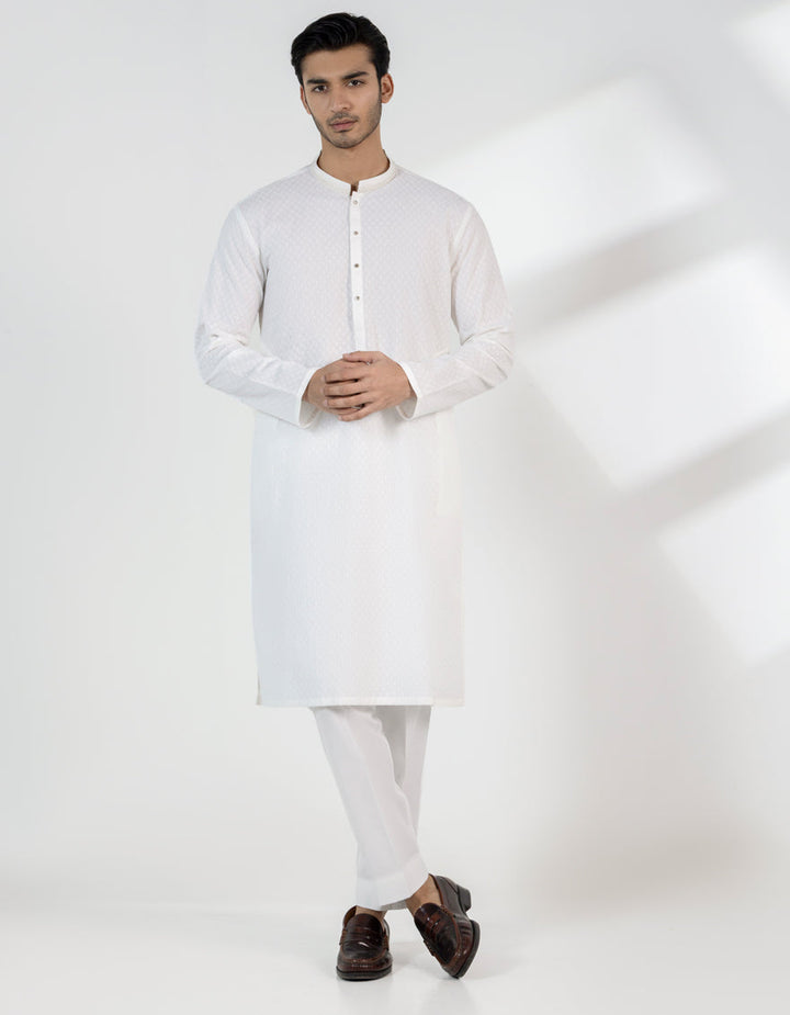 Cotton Off White Kurta - J. Junaid Jamshed