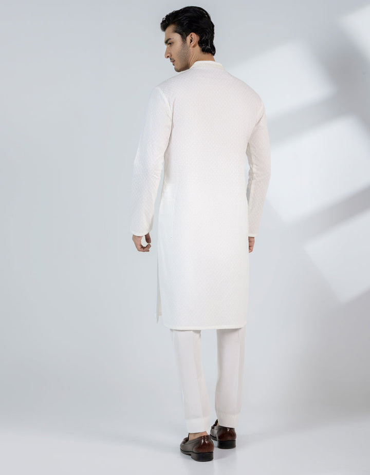 Cotton Off White Kurta - J. Junaid Jamshed