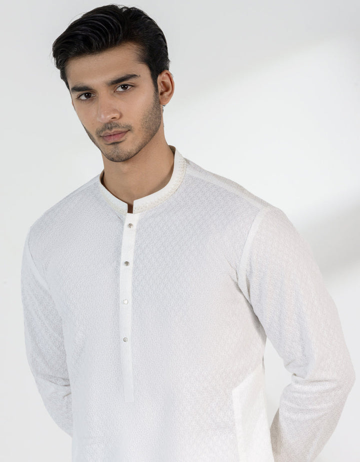 Cotton Off White Kurta - J. Junaid Jamshed