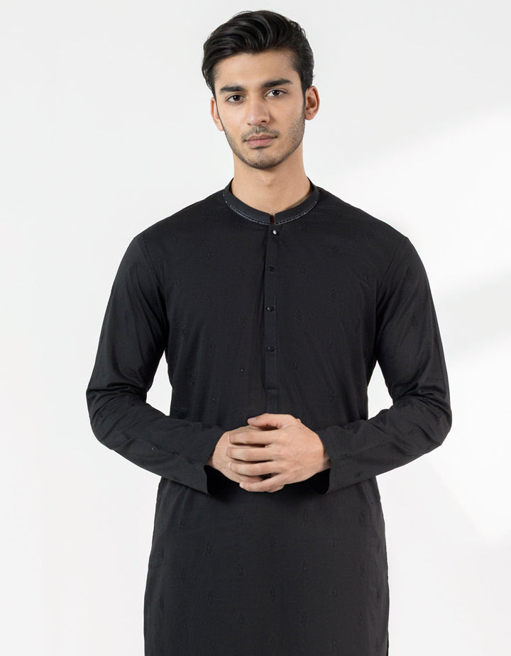 Cotton Black Kurta - J. Junaid Jamshed