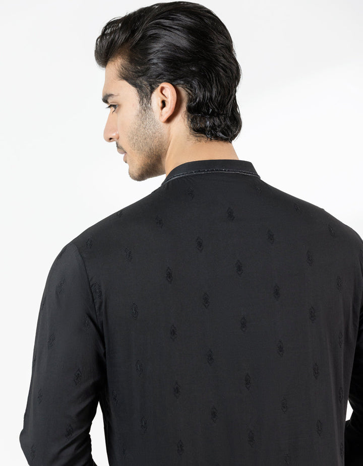 Cotton Black Kurta - J. Junaid Jamshed