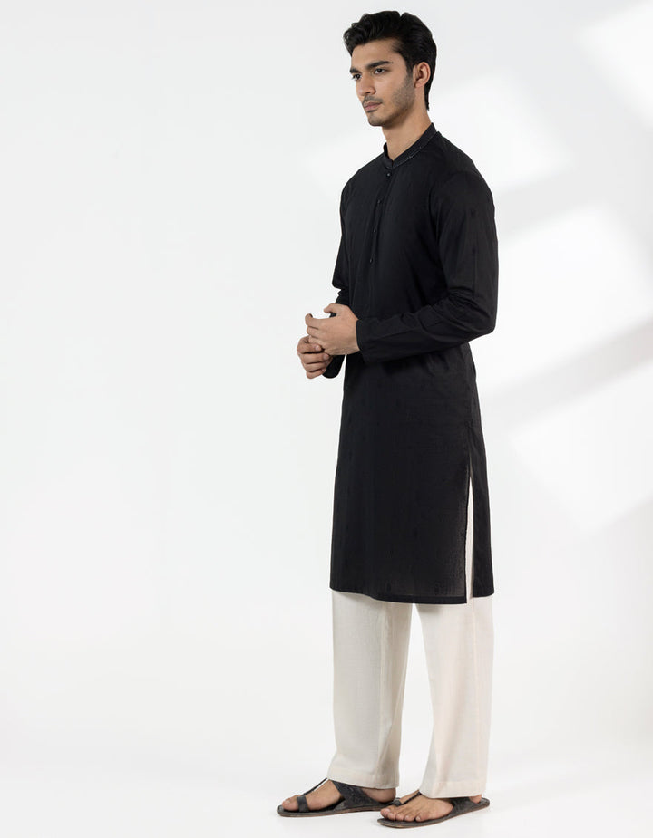 Cotton Black Kurta - J. Junaid Jamshed