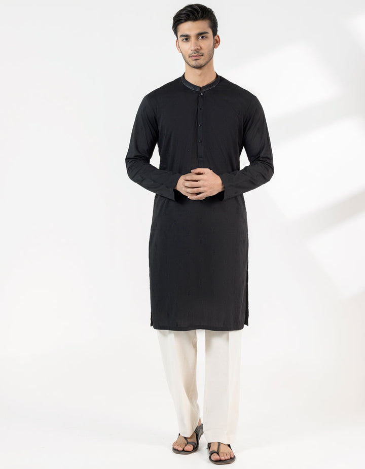 Cotton Black Kurta - J. Junaid Jamshed