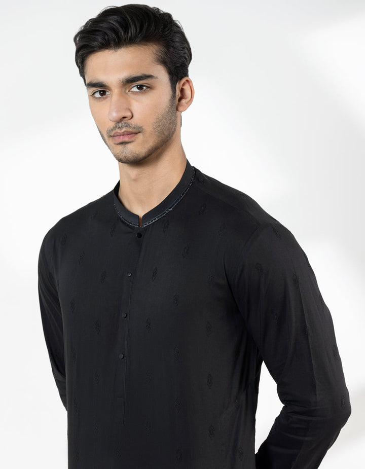 Cotton Black Kurta - J. Junaid Jamshed