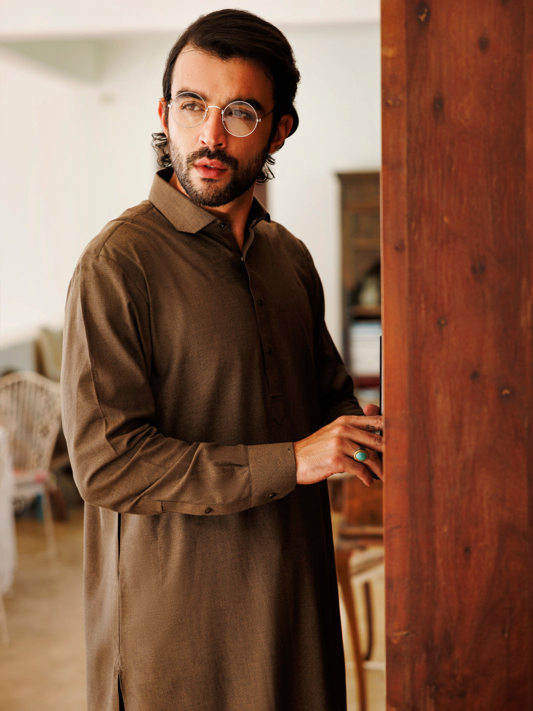 Blended Olive Green Shalwar Kameez - J. Junaid Jamshed