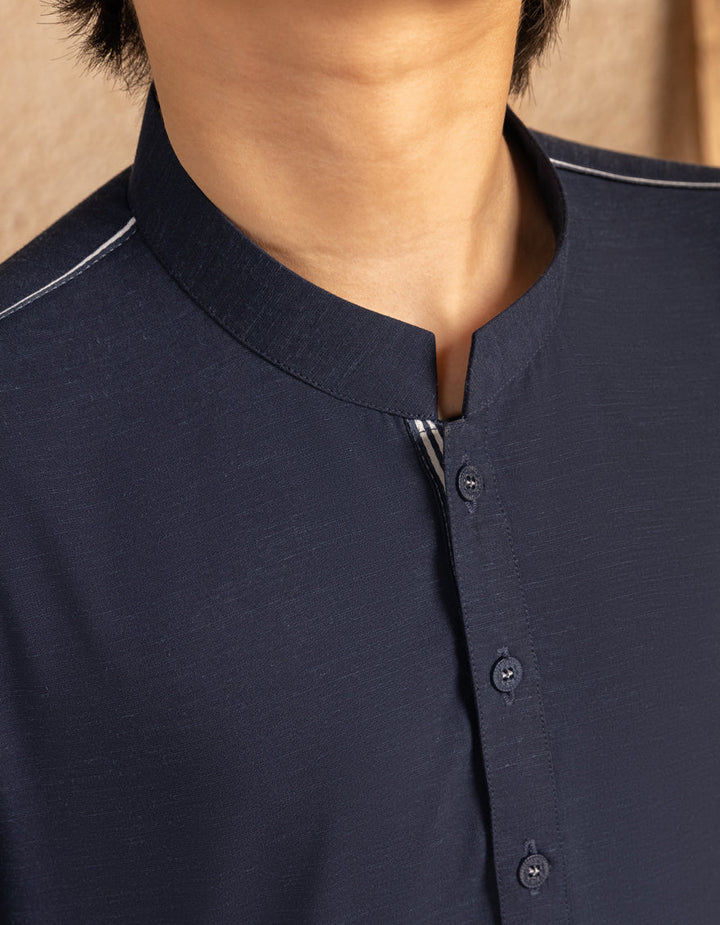 Blended Navy Blue Kurta Trouser - J. Junaid Jamshed