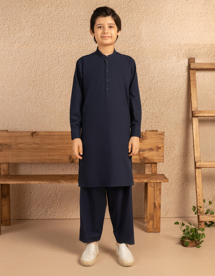Blended Navy Blue Kurta Trouser - J. Junaid Jamshed