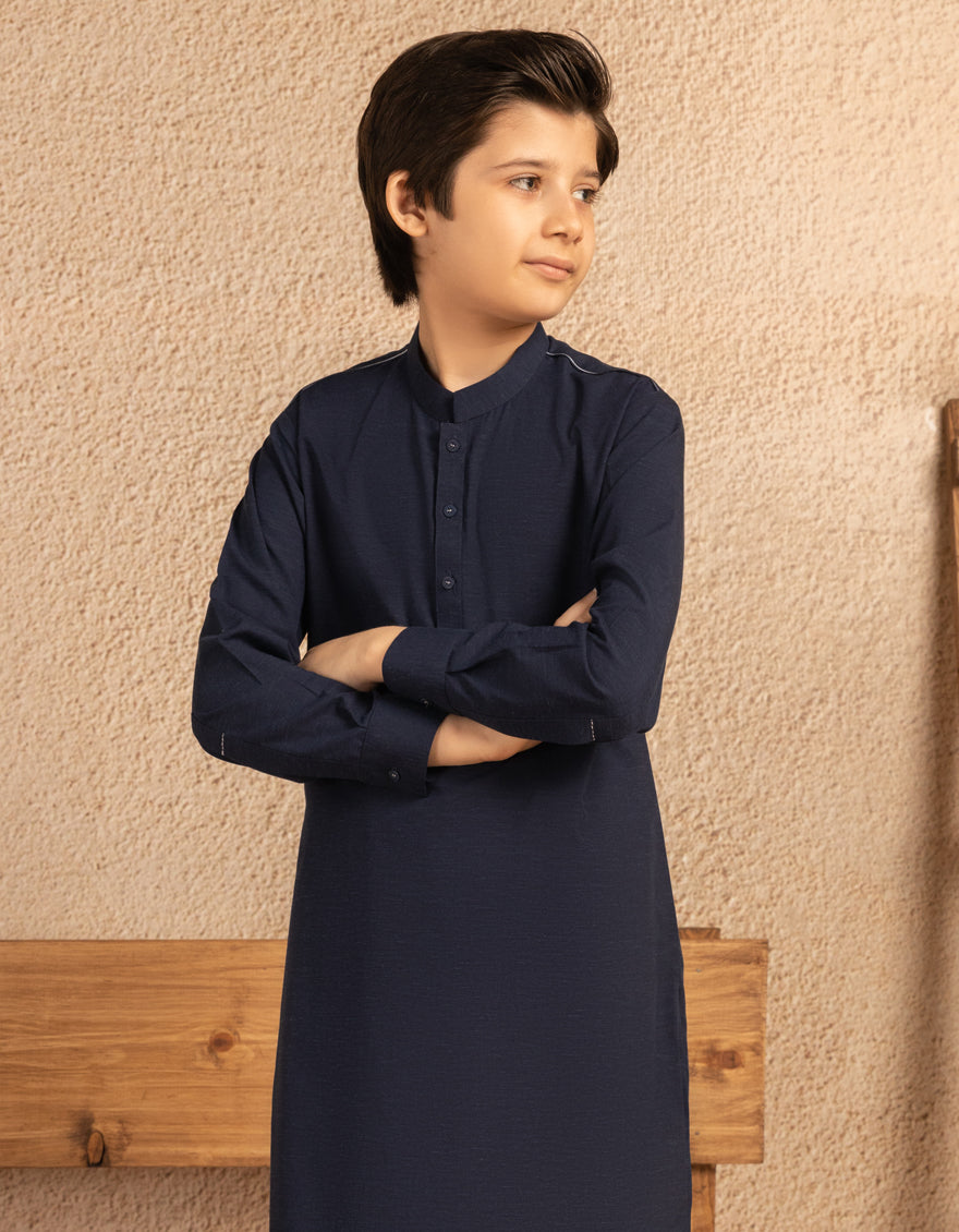 Blended Navy Blue Kurta Trouser - J. Junaid Jamshed