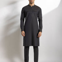 Cotton Stone Blue Kurta Trouser - J. Junaid Jamshed