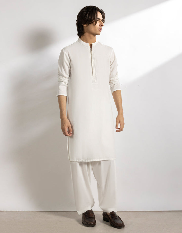 Blended White Shalwar Kameez - J. Junaid Jamshed