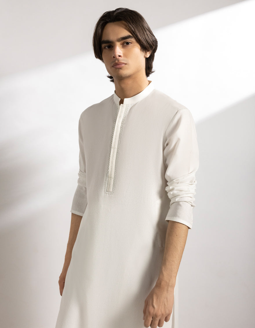 Blended White Shalwar Kameez - J. Junaid Jamshed