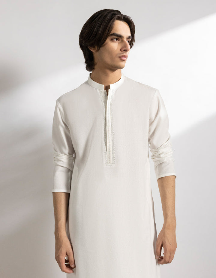 Blended White Shalwar Kameez - J. Junaid Jamshed