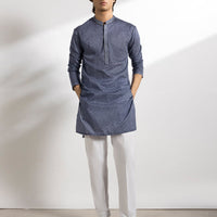 Cotton Blue Kurta - J. Junaid Jamshed