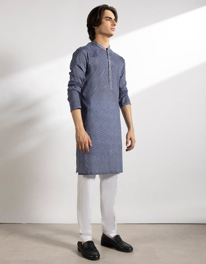 Cotton Blue Kurta - J. Junaid Jamshed