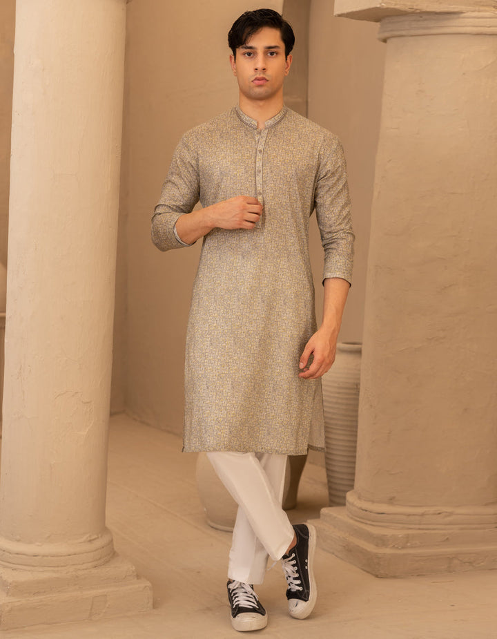 Cotton Grey Kurta - J. Junaid Jamshed