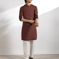 Cotton Maroon Kurta - J. Junaid Jamshed