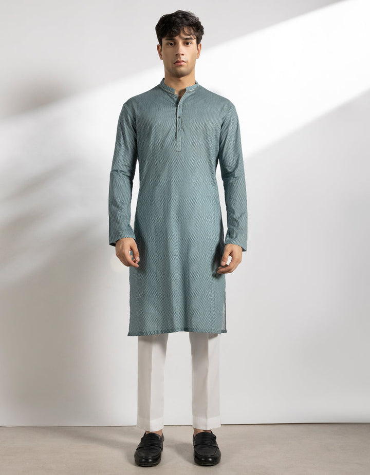 Cotton Light Blue Kurta - J. Junaid Jamshed