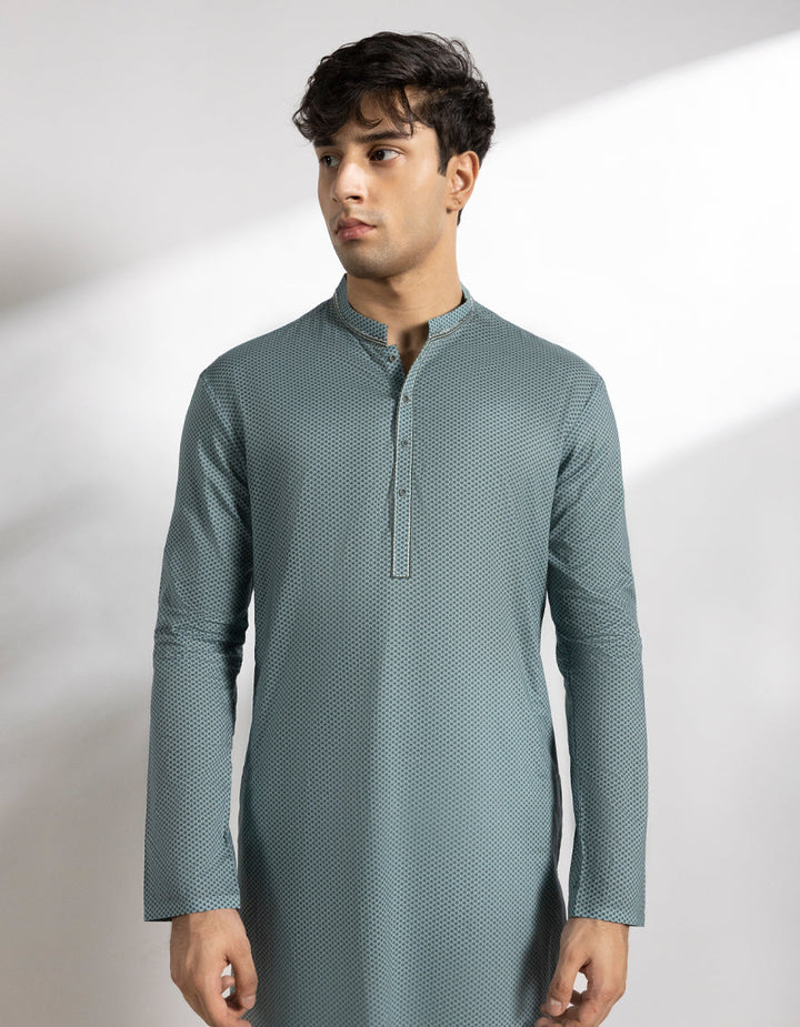 Cotton Light Blue Kurta - J. Junaid Jamshed