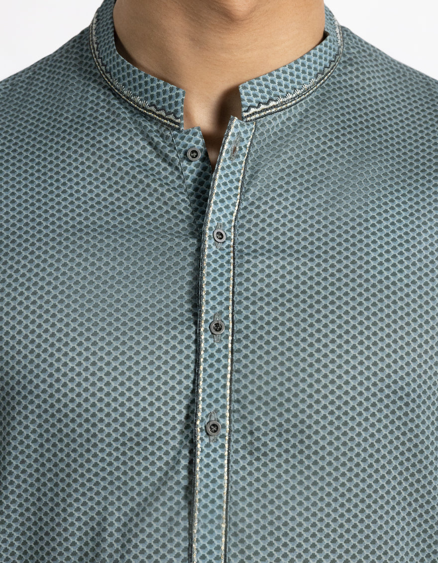 Cotton Light Blue Kurta - J. Junaid Jamshed