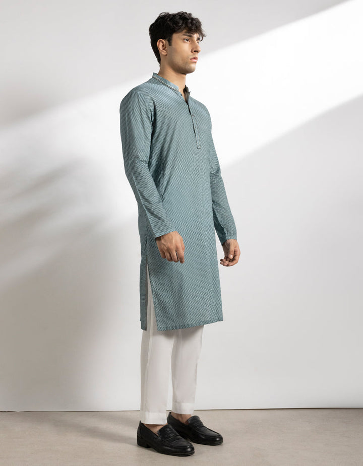 Cotton Light Blue Kurta - J. Junaid Jamshed
